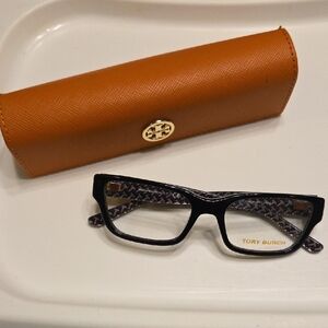 Tory Burch Black Glasses with Orange Logo Case